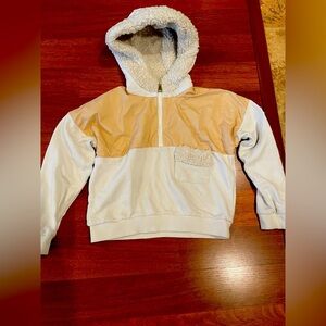 Moncler Enfant color-blocked fleece-trim girls hoodie size 6